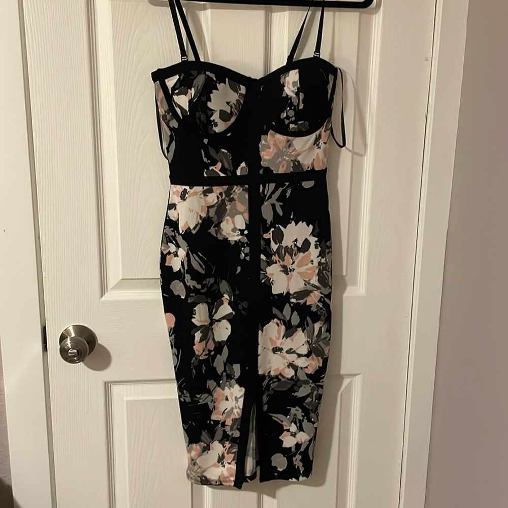 Sexy Black Flowery Dress